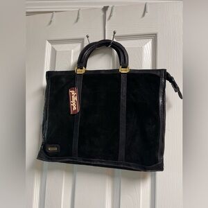 Vintage 70s Phillippe Black Suede Leather Attache Folio Briefcase NWT